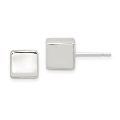 Sterling Silver Polished 8mm Square Cube Earrings