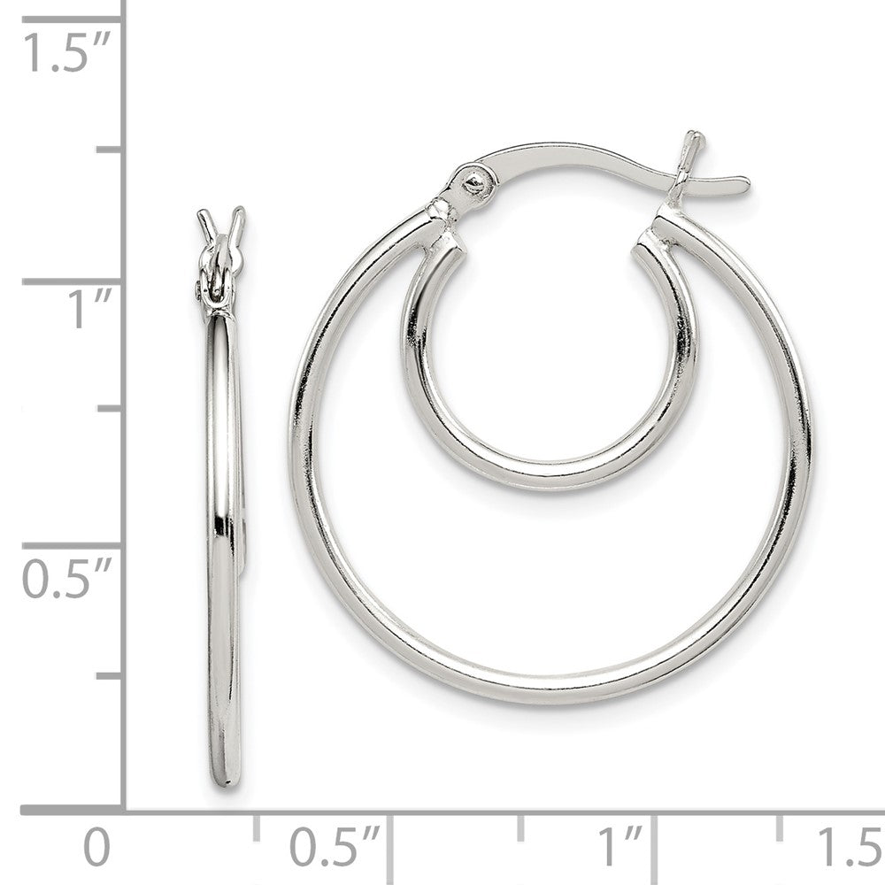 Sterling Silver Polished 2mm Double Hoop Earrings