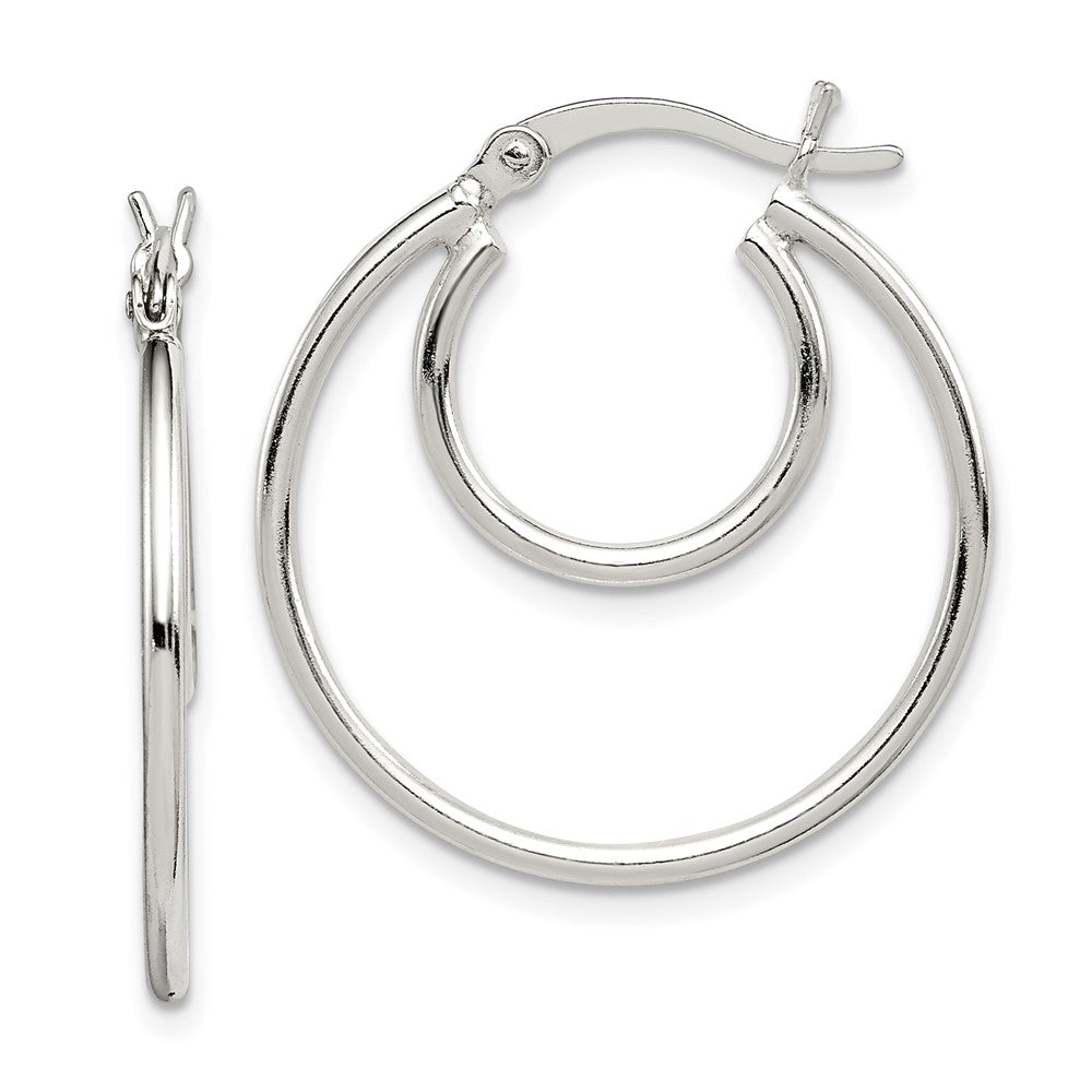 Sterling Silver Polished 2mm Double Hoop Earrings