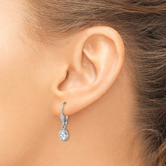 Rhodium-plated Sterling Silver 6x4mm Oval CZ Leverback Earrings