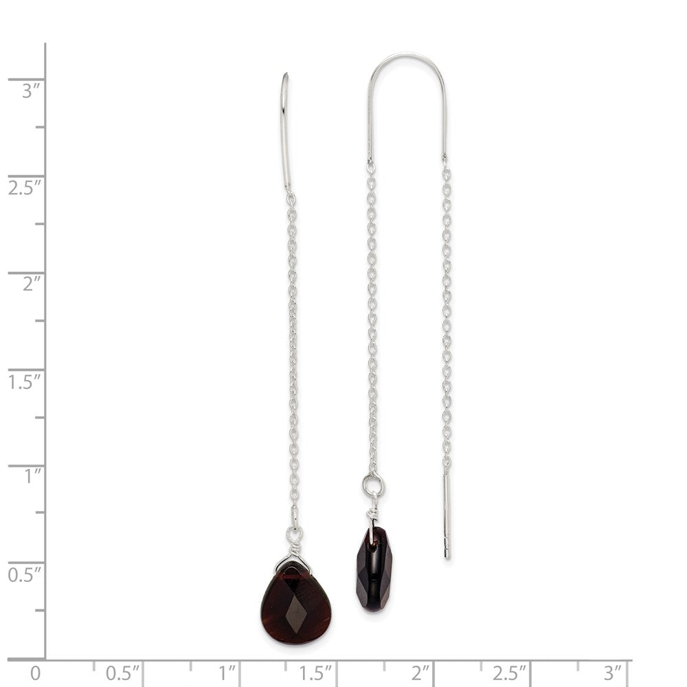 Sterling Silver Black Quartz Threader Earrings