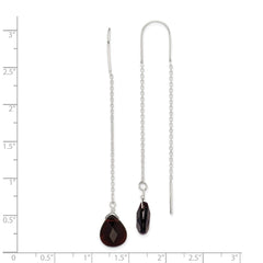 Sterling Silver Black Quartz Threader Earrings
