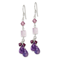 Sterling Silver Amethyst Lavender Quartz Crystal Dangle Earrings