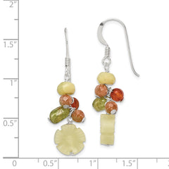 Sterling Silver Jade Unikite Peridot Aventurine Carnelian Earrings