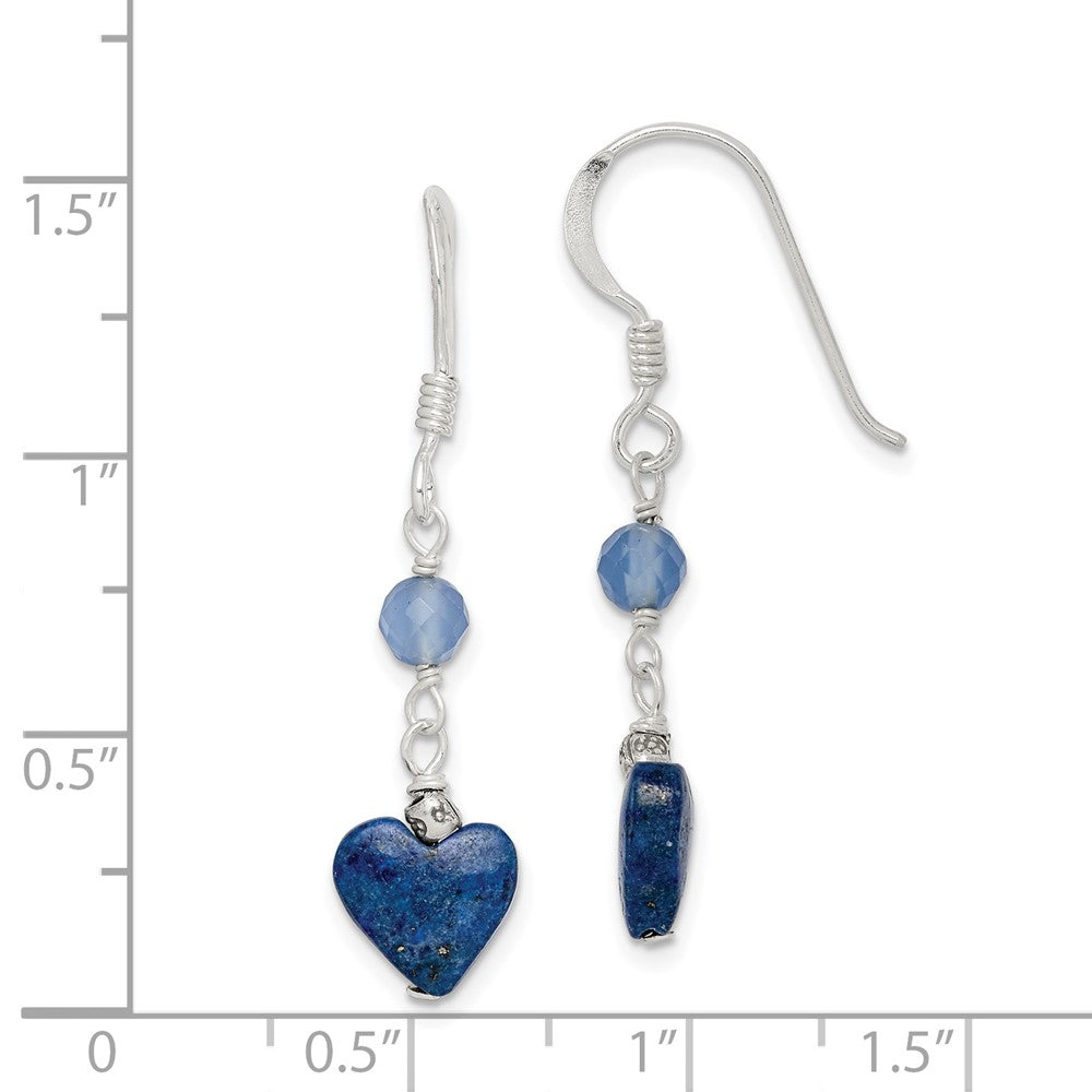 Sterling Silver Lapis and Blue Agate Antiqued Earrings