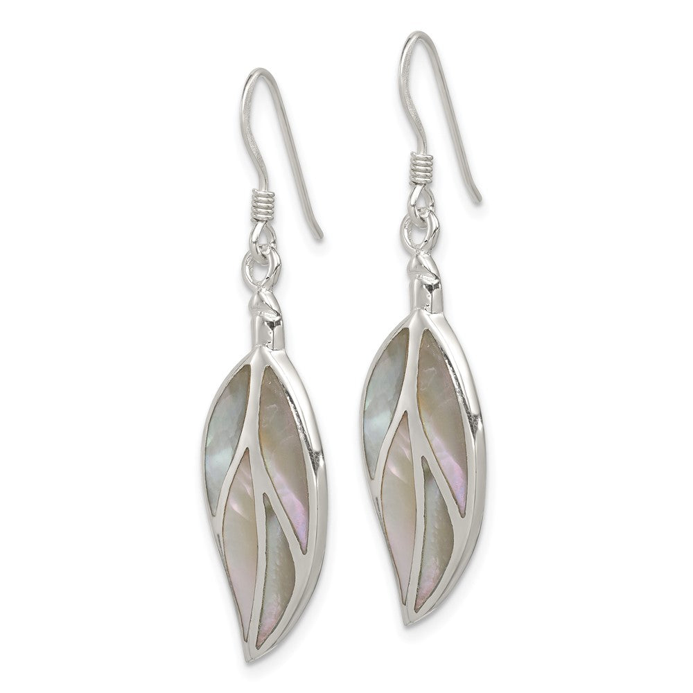 Sterling Silver Mother of Pearl Leaf Earrings