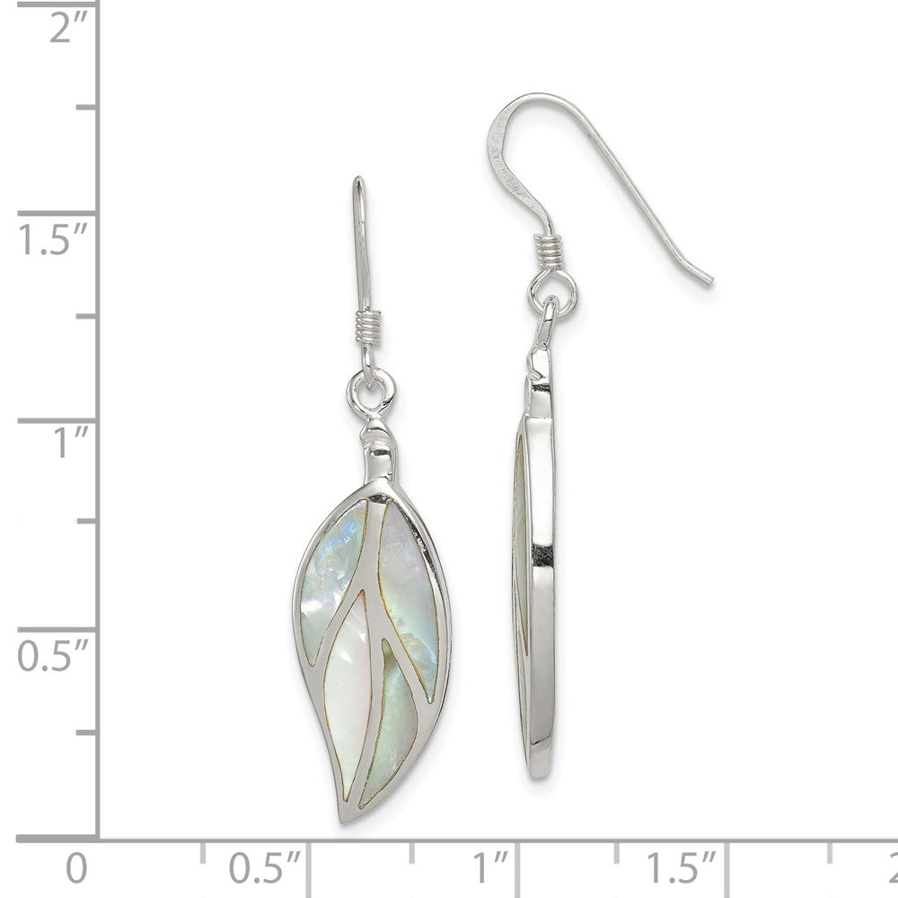 Sterling Silver Mother of Pearl Leaf Earrings