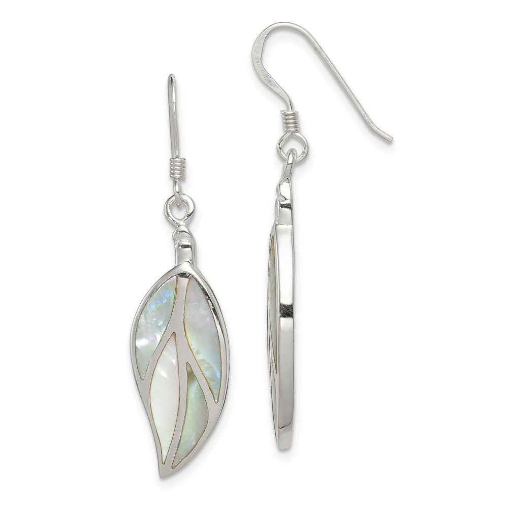 Sterling Silver Mother of Pearl Leaf Earrings