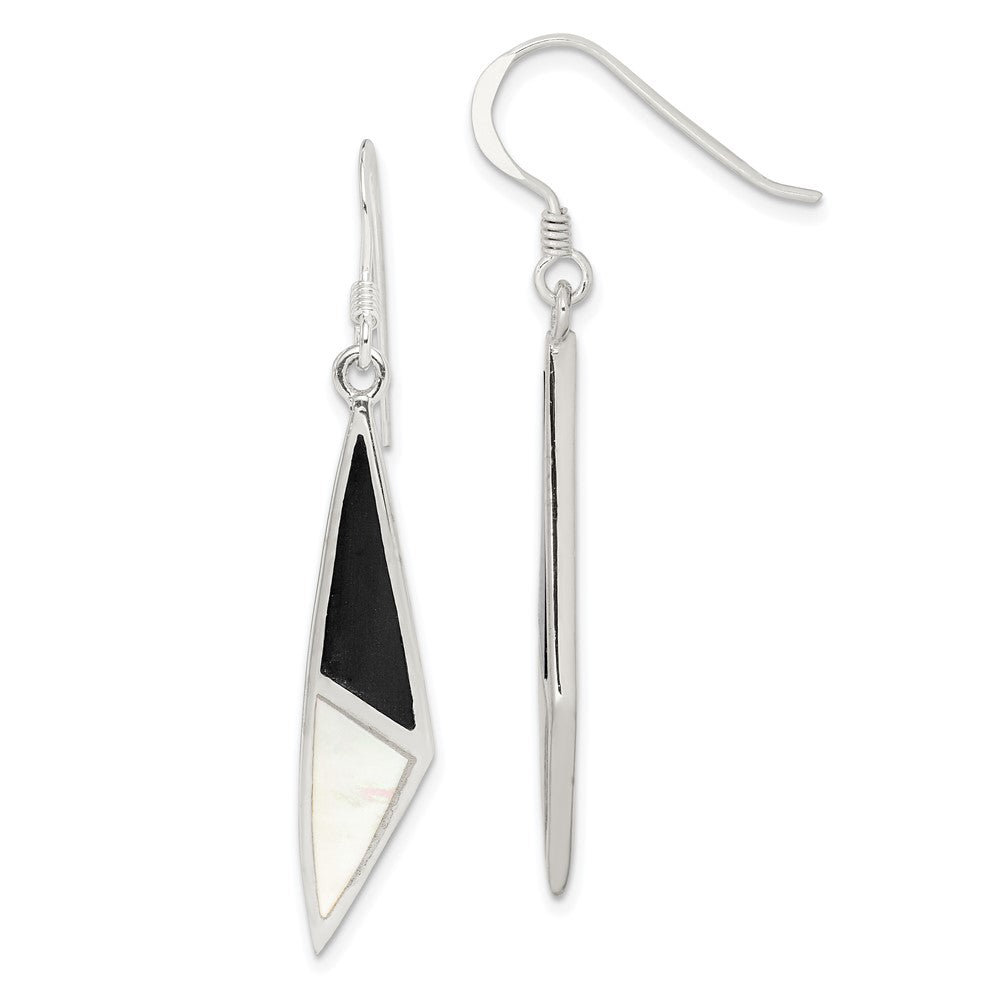 Sterling Silver Onyx and Mother of Pearl Earrings