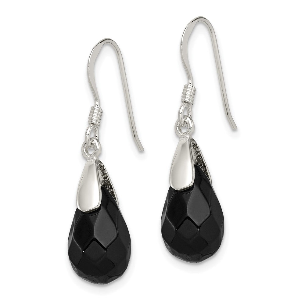 Sterling Silver Onyx Teardrop Earrings