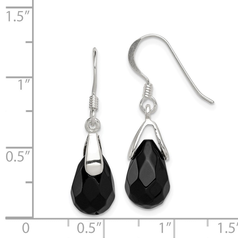 Sterling Silver Onyx Teardrop Earrings
