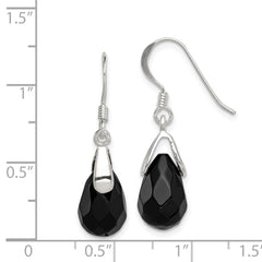 Sterling Silver Onyx Teardrop Earrings