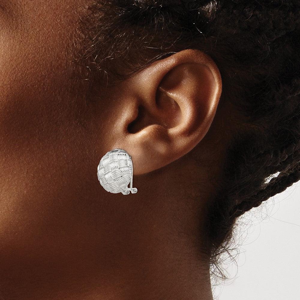 Sterling Silver Round Fancy Omega Back Earrings