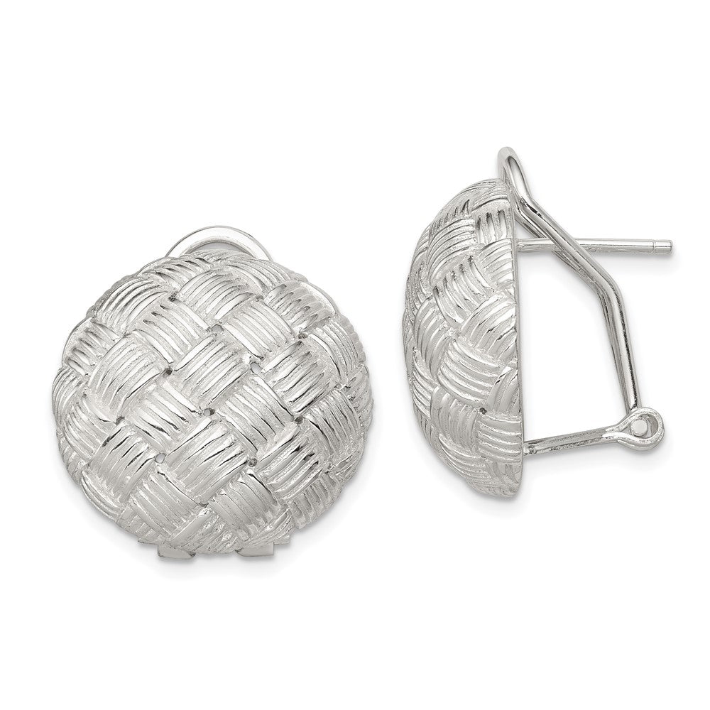 Sterling Silver Round Fancy Omega Back Earrings