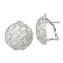 Sterling Silver Round Fancy Omega Back Earrings