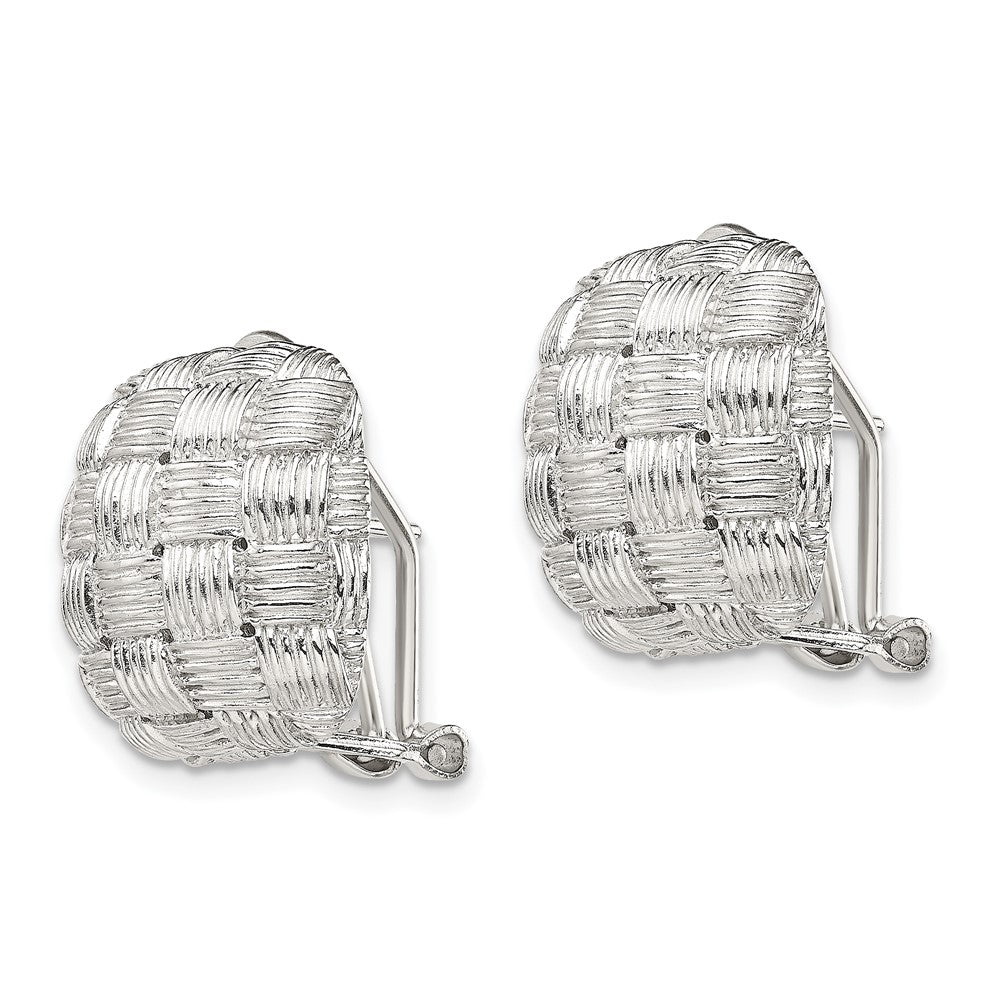 Sterling Silver Square Fancy Omega Back Earrings