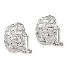 Sterling Silver Square Fancy Omega Back Earrings