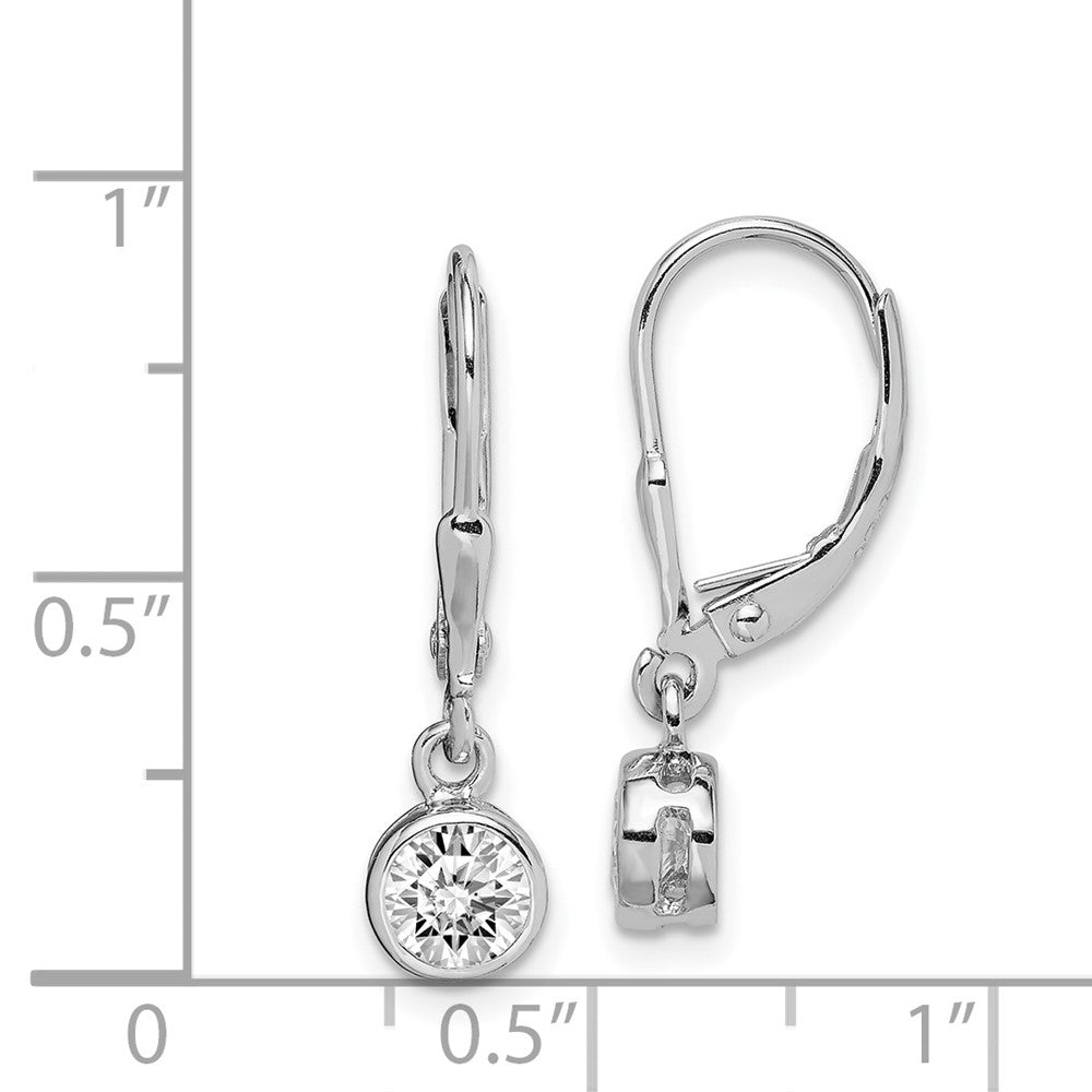 Rhodium-plated Sterling Silver 5mm CZ Leverback Earrings