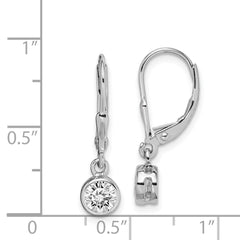 Rhodium-plated Sterling Silver 5mm CZ Leverback Earrings