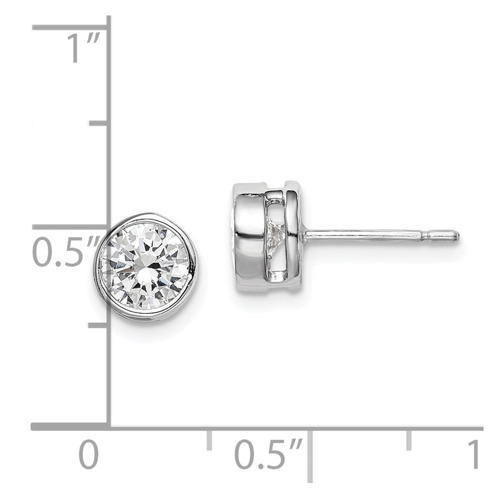 Rhodium-plated Sterling Silver 6mm CZ Post Earrings