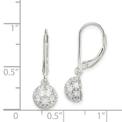 Rhodium-plated Sterling Silver CZ Leverback Earrings