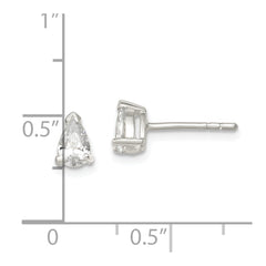 Sterling Silver 4x7 Pear Basket Set CZ Stud Earrings