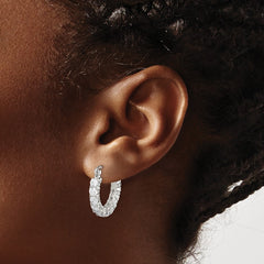 Rhodium-plated Sterling Silver CZ Hoop Earrings