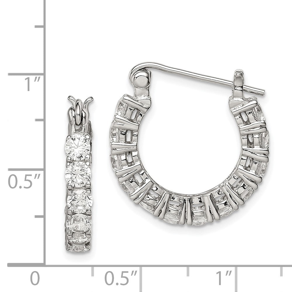 Rhodium-plated Sterling Silver CZ Hoop Earrings