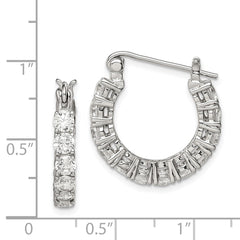 Rhodium-plated Sterling Silver CZ Hoop Earrings