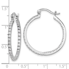 Rhodium-plated Sterling Silver CZ IN OUT Hoop Earrings