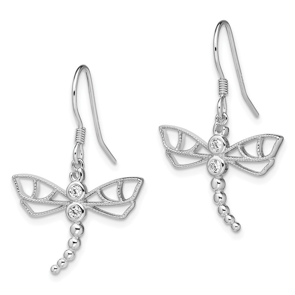 Sterling Silver CZ Dragonfly Earrings