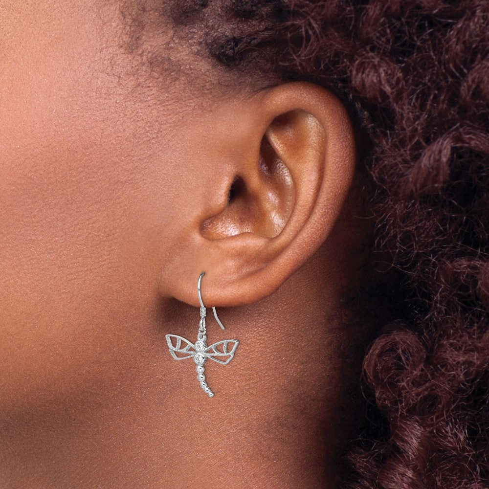 Sterling Silver CZ Dragonfly Earrings