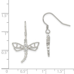 Sterling Silver CZ Dragonfly Earrings