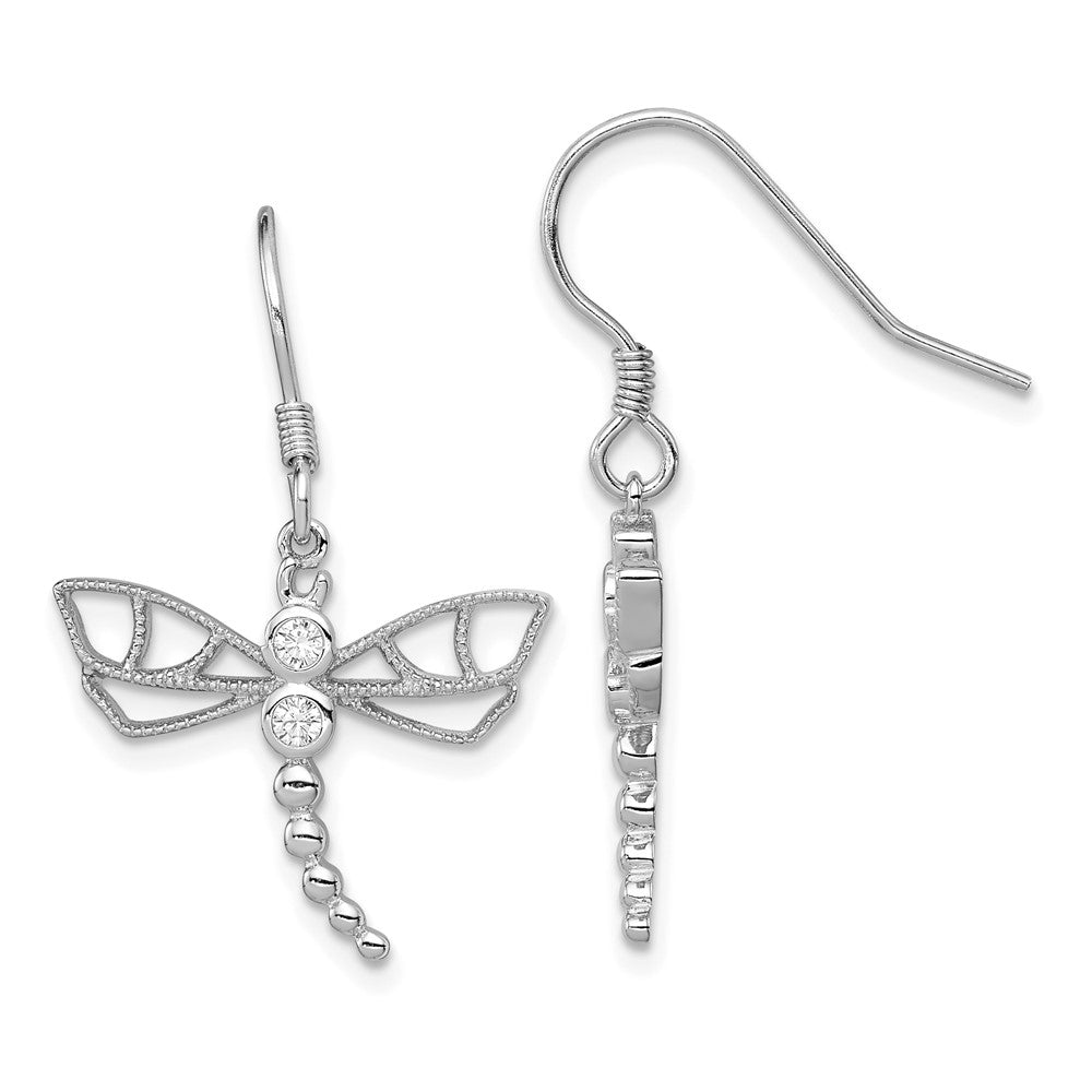 Sterling Silver CZ Dragonfly Earrings