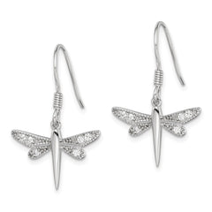 Sterling Silver CZ Dragonfly Earrings