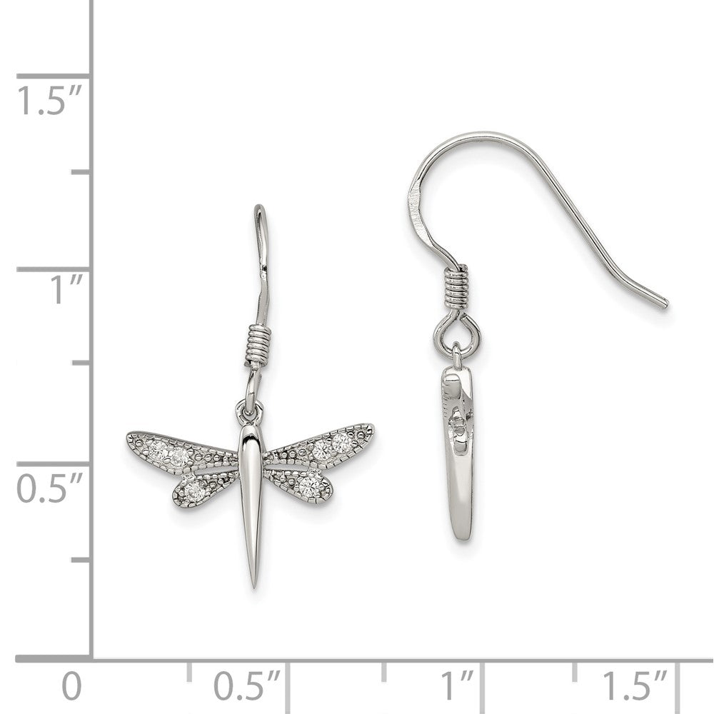 Sterling Silver CZ Dragonfly Earrings