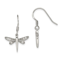 Sterling Silver CZ Dragonfly Earrings