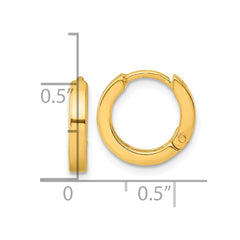 Yellow Gold-plated Sterling Silver Round Hinged Hoop Earrings