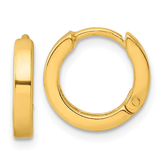 Yellow Gold-plated Sterling Silver Round Hinged Hoop Earrings
