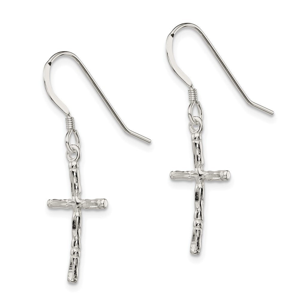 Sterling Silver Polished Cross Earrings