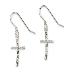 Sterling Silver Polished Cross Earrings