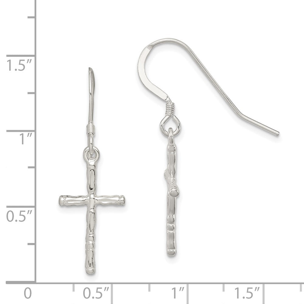Sterling Silver Polished Cross Earrings
