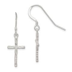 Sterling Silver Polished Cross Earrings