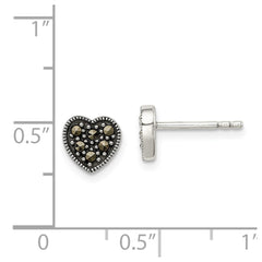 Sterling Silver Marcasite Heart Earrings