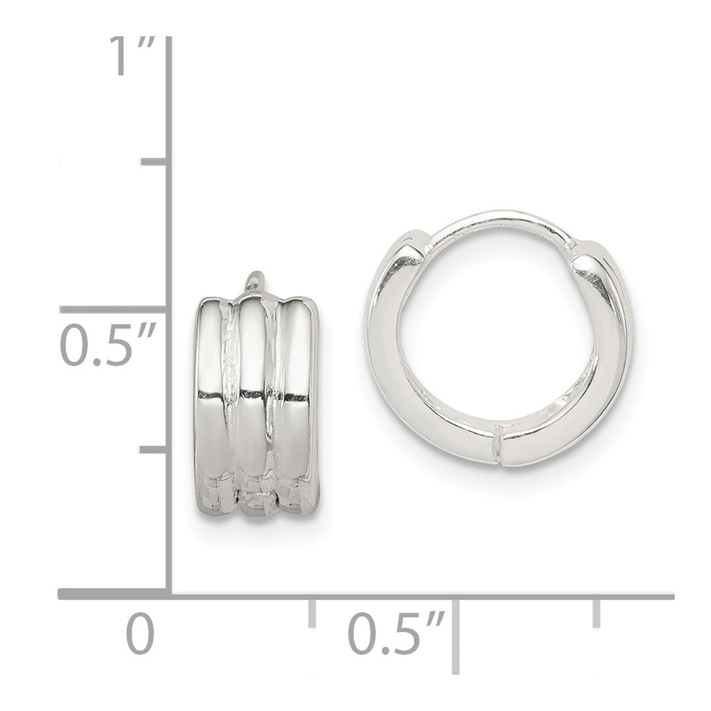 Sterling Silver Striped Hinged Hoop Earrings