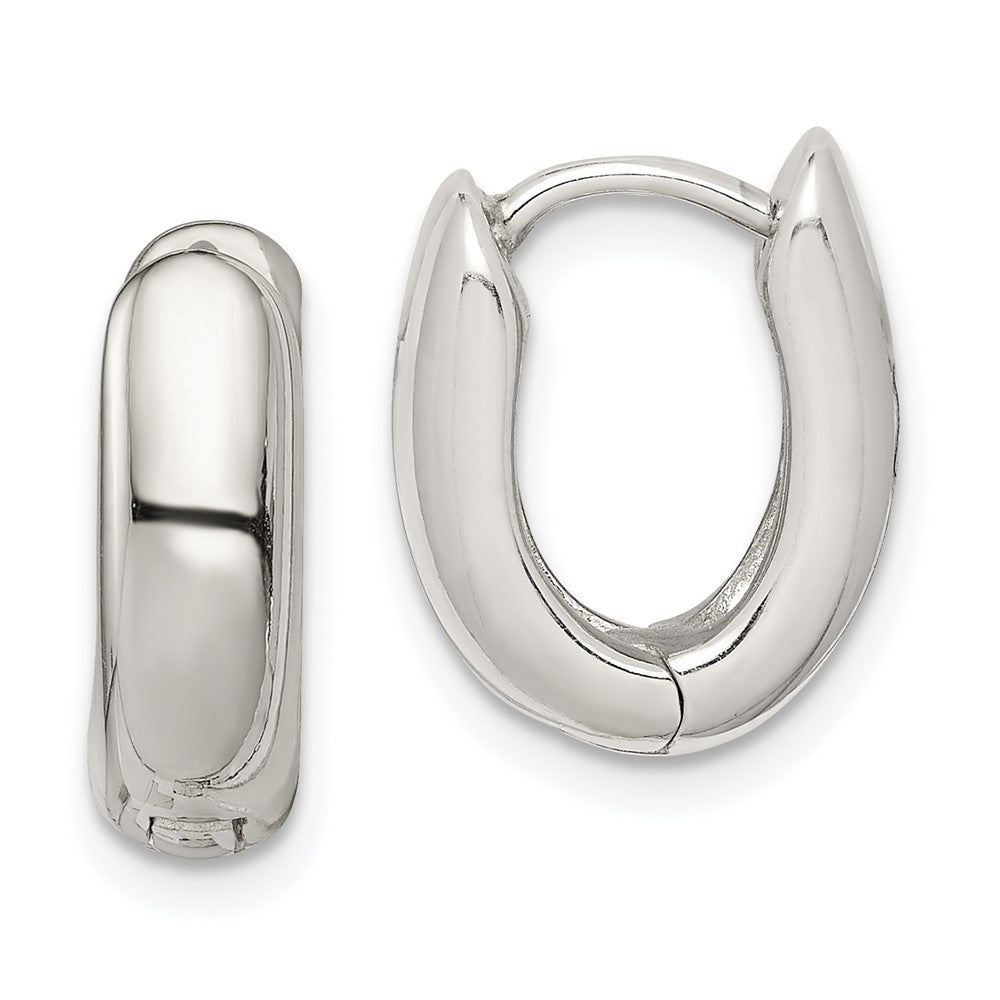 Sterling Silver Oval Hinged Hoop Earrings