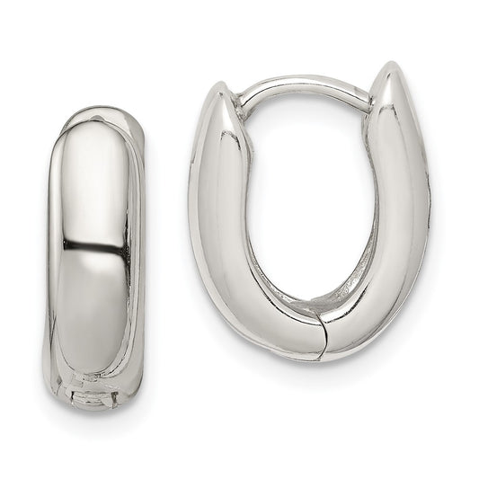 Sterling Silver Oval Hinged Hoop Earrings