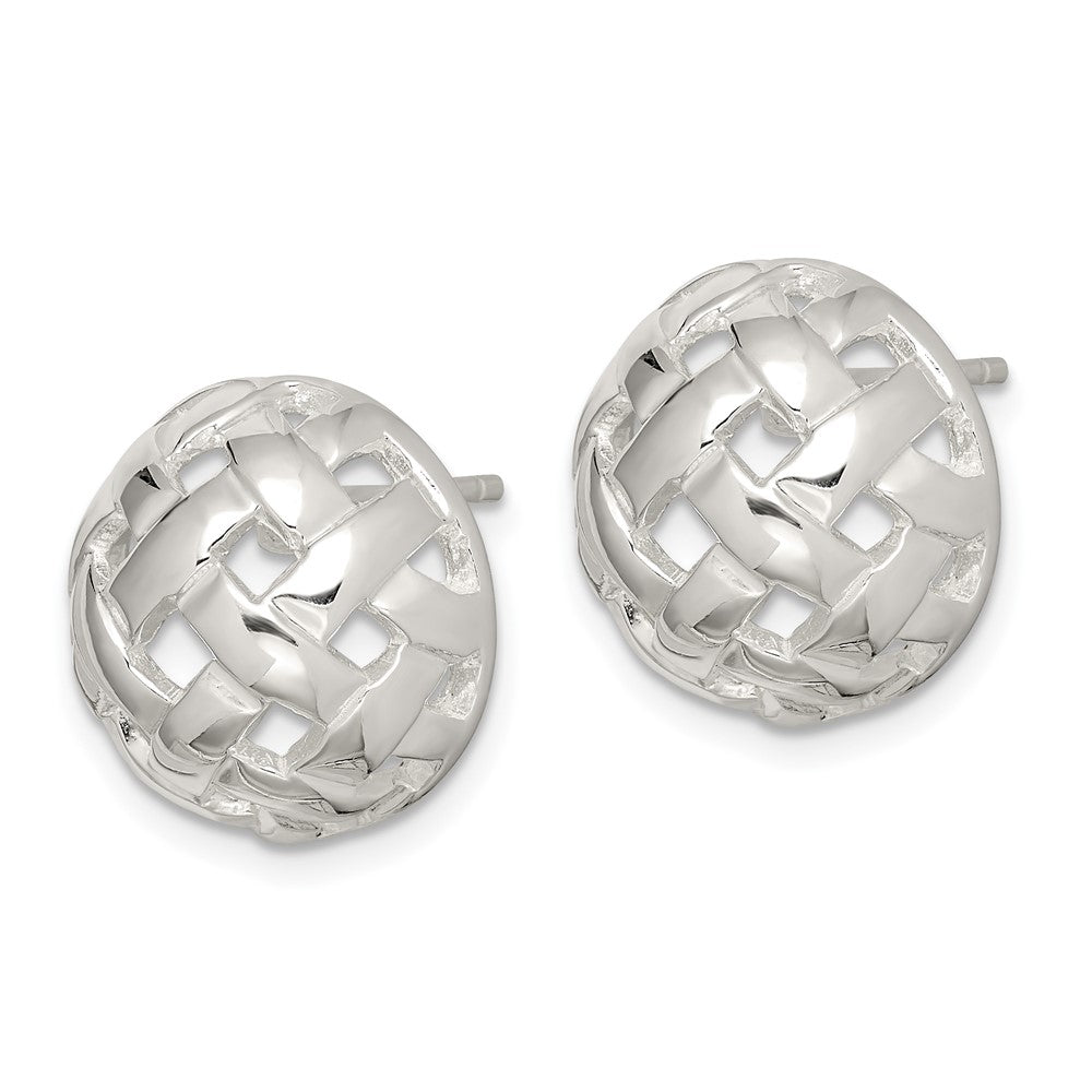 Sterling Silver 14mm Fancy Button Post Earrings