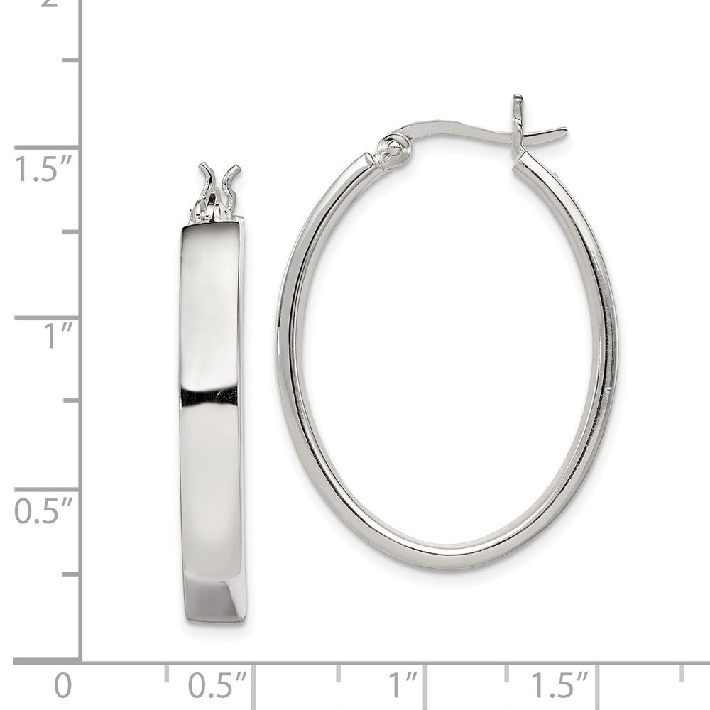 Sterling Silver Oval Hoop Earrings
