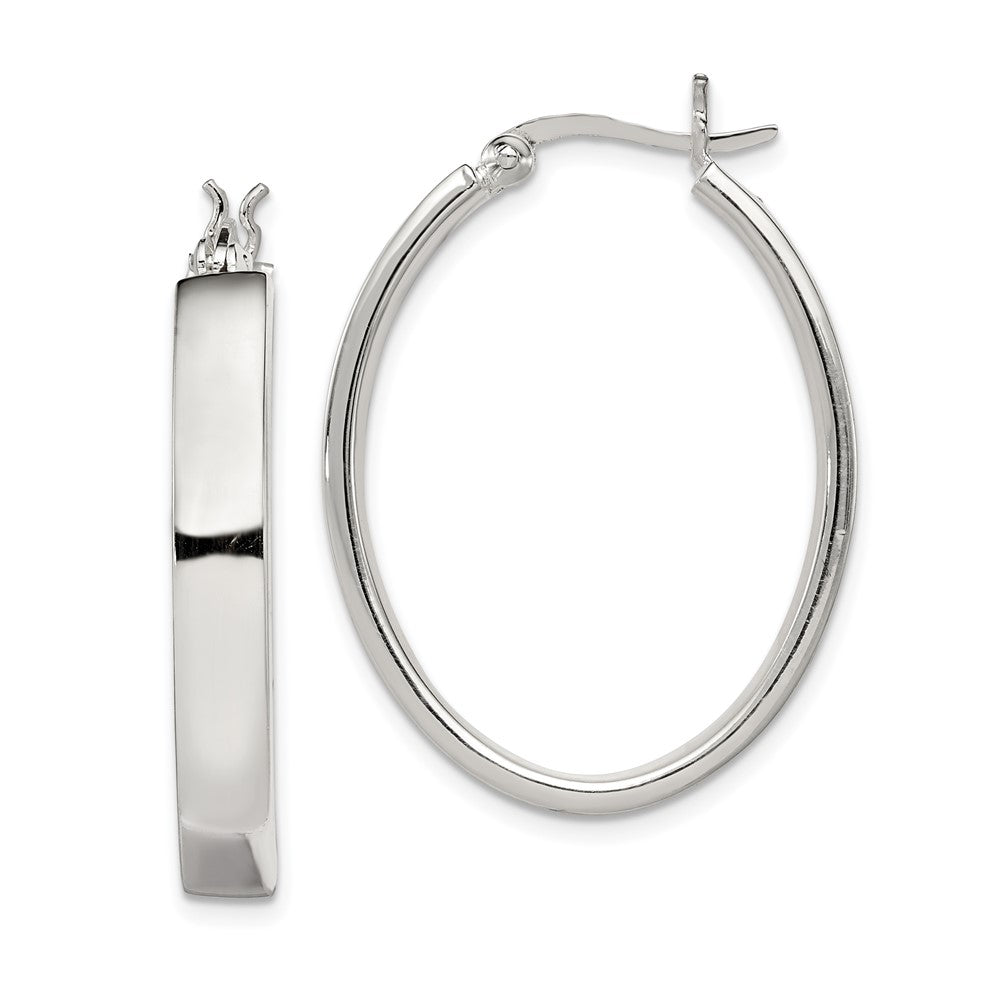 Sterling Silver Oval Hoop Earrings